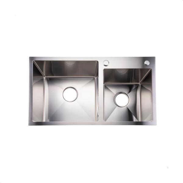 Imagem de Cuba para cozinha aço inox gourmet quadrada dupla - escovado