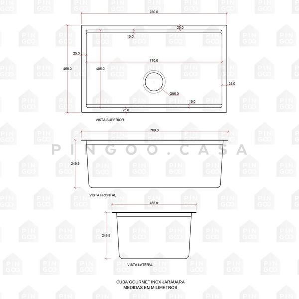 Imagem de Cuba Para Cozinha Gourmet Aço Inox 304 Workstation Com Acessórios Jarauara 76x45cm Pingoo.casa Prata