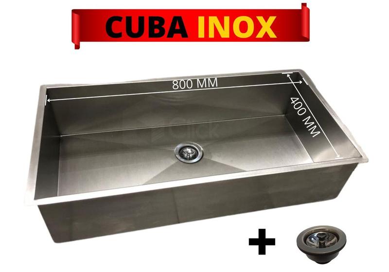 Imagem de Cuba Para Cozinha Gourmet Pia Aço Inox 304 Quadrada 80cm