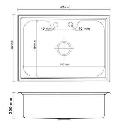 Imagem de Cuba para cozinha gourmet pia aço inox (60x42x20)