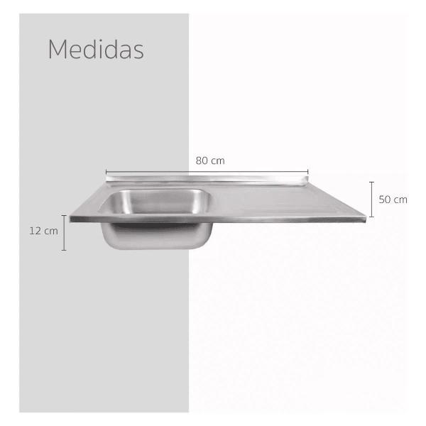 Imagem de Cuba Para Cozinha Gourmet Pia Aço Inox 80X50Cm Resistente