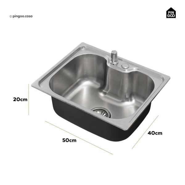 Cuba para cozinha gourmet pia aço inox com acessórios e lixeira Nawa 50 cm pingoo.casa Imagem de Cuba para cozinha gourmet pia aço inox com acessórios e lixeira Nawa 50 cm pingoo.casa