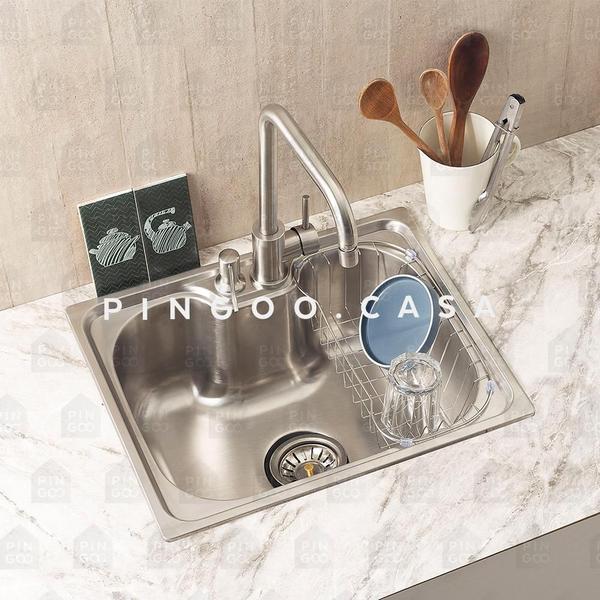Cuba para cozinha gourmet pia aço inox com acessórios e lixeira Nawa 50 cm pingoo.casa Imagem de Cuba para cozinha gourmet pia aço inox com acessórios e lixeira Nawa 50 cm pingoo.casa