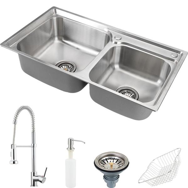 Imagem de Cuba para cozinha gourmet pia aço inox com acessórios Ticunas s e Torneira monocomando Envira PIngoo.casa