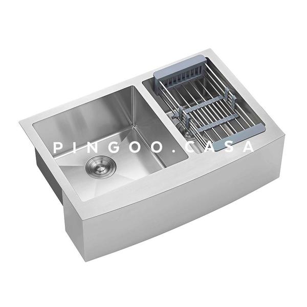 Imagem de Cuba Para Cozinha Gourmet Pia Dupla Aço Inox 304 Kiriri Grande 91x53 cm Pingoo.casa - Prata