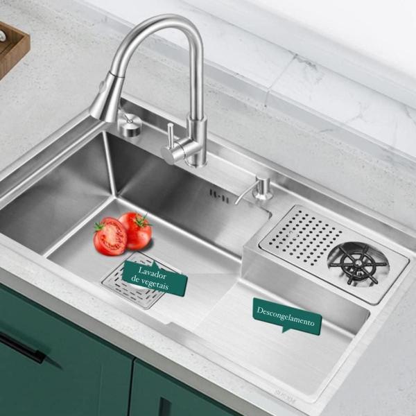 Imagem de Cuba Para Cozinha Gourmet Veneza Aço Inox Lava Copos GoldenX