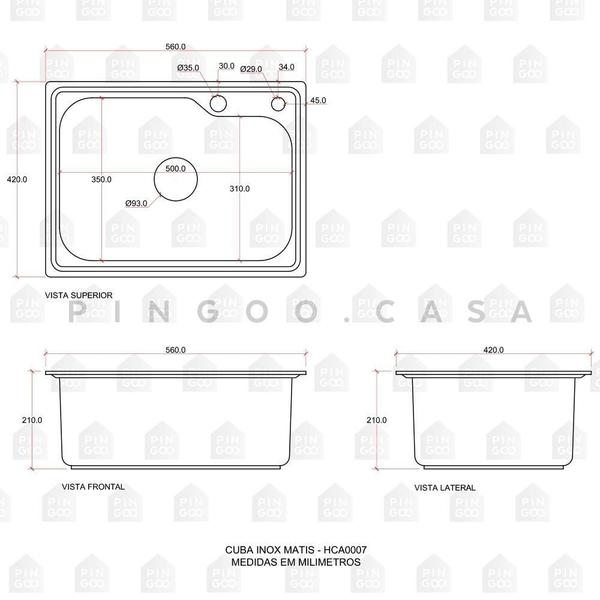 Imagem de Cuba para cozinha pia inox Matis com acessórios e tábua de corte PIngoo.casa - Prata