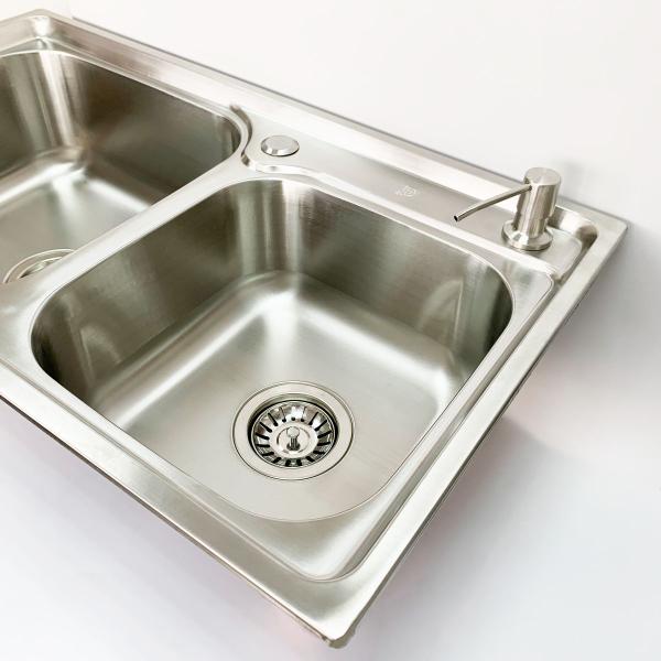 Imagem de Cuba Pia Cozinha Gourmet Dupla Inox 304 Escovado 78x43cm