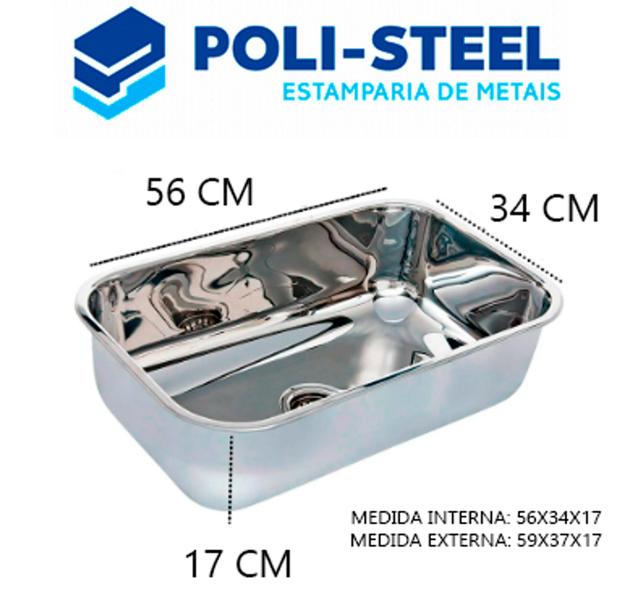 Imagem de Cuba Pia Cozinha nº2 56x34x17 INOX POLIDA - Poli-Steel