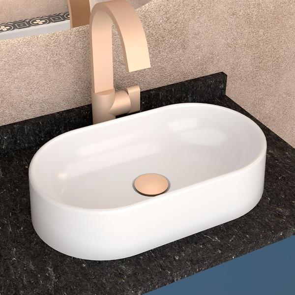 Imagem de Cuba Pia De Apoio 44x25cm Oval Para Banheiro Lavabo Nimbus