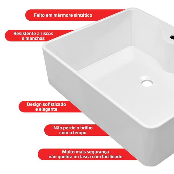 Imagem de Cuba Pia De Apoio 47x36cm Retangular Para Banheiro Lavabo Diamante Beltempo