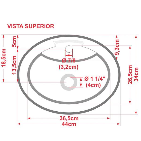 Imagem de Cuba Pia de Apoio para Banheiro Oval Ox 43 C08 Amarelo - Mpozenato