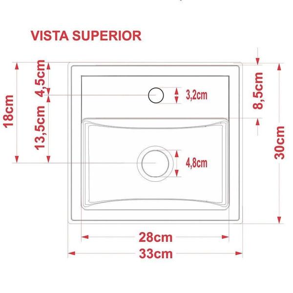 Imagem de Cuba Pia De Apoio Para Banheiro Quadrada Kuad Preto