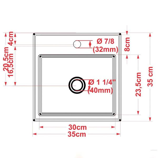 Imagem de Cuba Pia De Apoio Para Banheiro Quadrada Q355W Vermelho C08 - Mpozenato