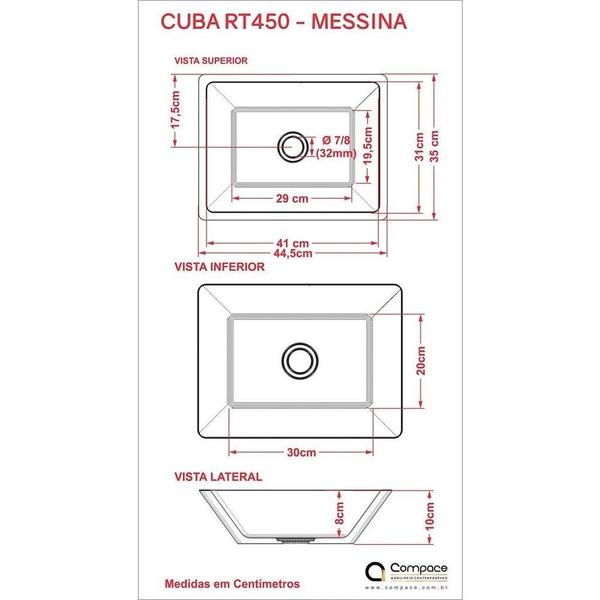 Imagem de Cuba Pia De Apoio Retangular Messina Preto