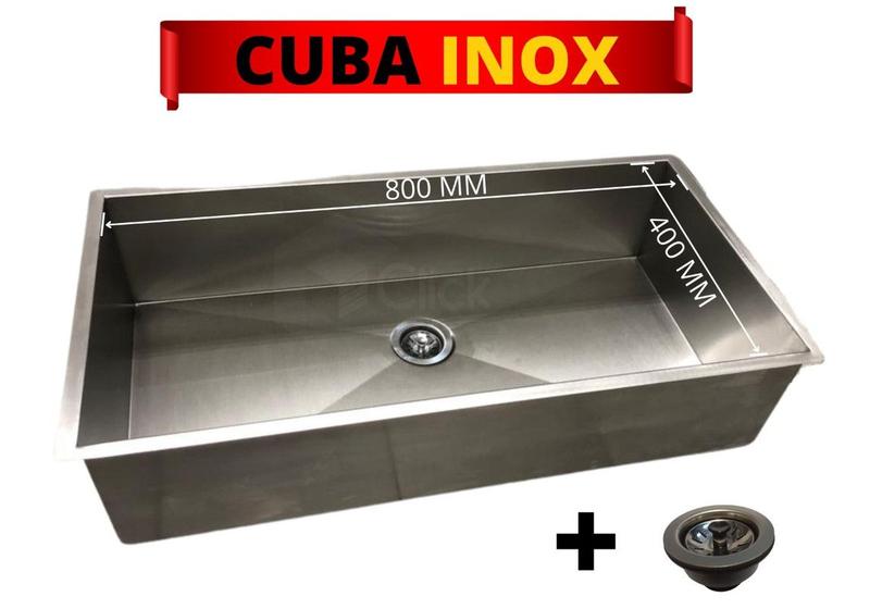 Imagem de Cuba Pia De Inox Quadrada Para Louça Cozinha - Gourmet 80x40cm