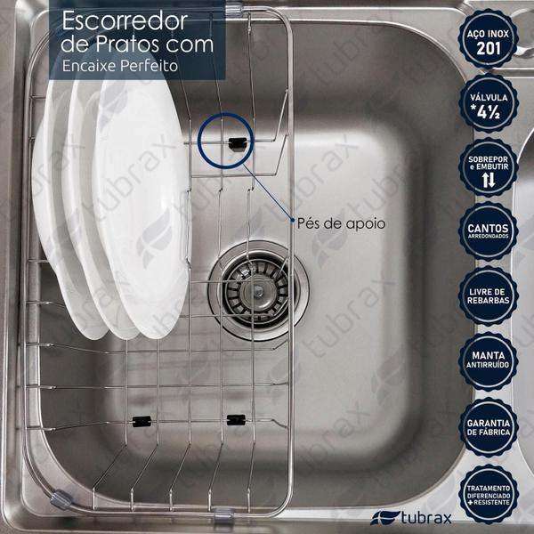 Cuba Pia Dupla 68x38 Cozinha Gourmet Aço Inox com Acessórios Tubrax Imagem de Cuba Pia Dupla 68x38 Cozinha Gourmet Aço Inox com Acessórios Tubrax