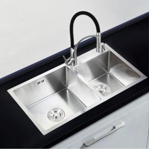 Cuba Pia Dupla Prata Gourmet Quadrada Completa C/Acessórios + Torneira Monocomando Preta Flexível De Silicone Brinovar Imagem de Cuba Pia Dupla Prata Gourmet Quadrada Completa C/Acessórios + Torneira Monocomando Preta Flexível De Silicone Brinovar