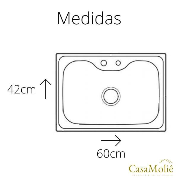 Imagem de Cuba Pia Gourmet Aço Inox Escovado 60x42 C/ Acessórios