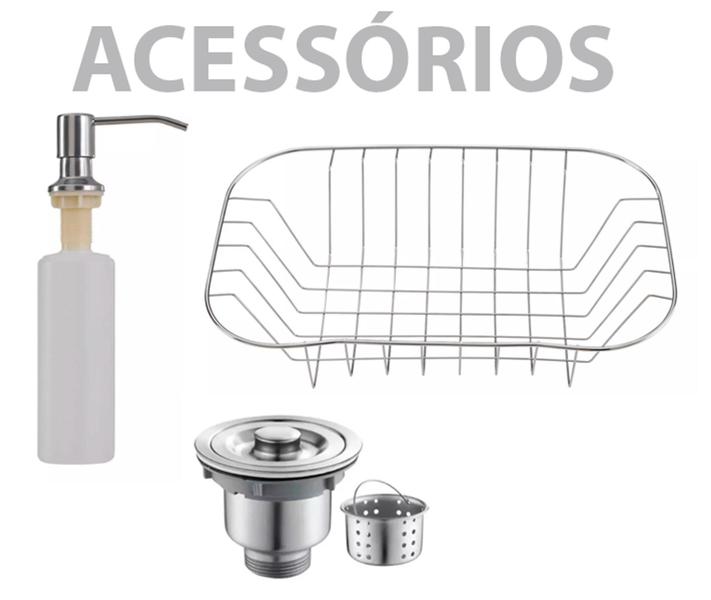 Imagem de Cuba Pia Gourmet Cozinha em Aço Inox Com Acessórios 50x40 - BR CUBAS