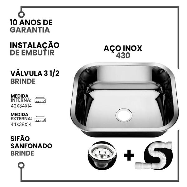 Imagem de Cuba Pia Inox 40x34x14 - 430  American Steel