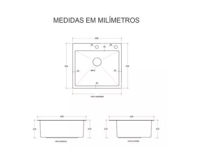 Imagem de Cuba Pia Inox Preta Quadrada Cozinha Gourmet + Torneira Slim