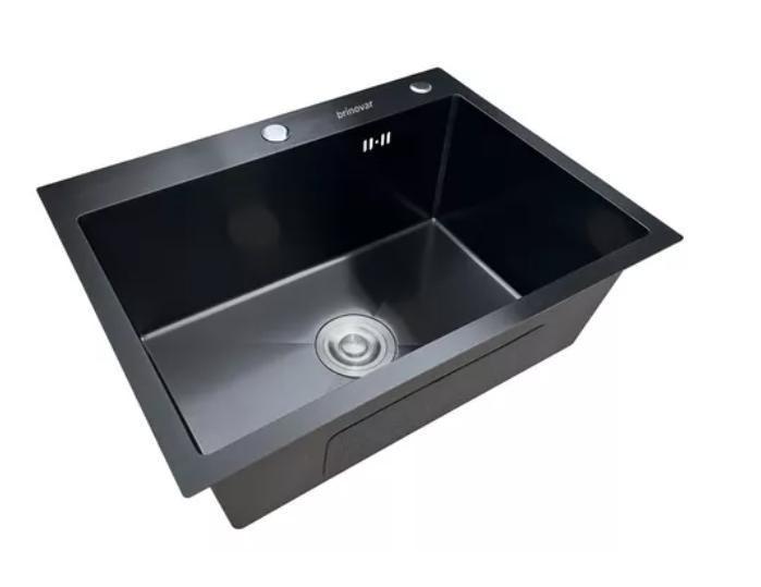 Imagem de Cuba Pia Inox Preta Quadrada Cozinha Gourmet + Torneira Slim