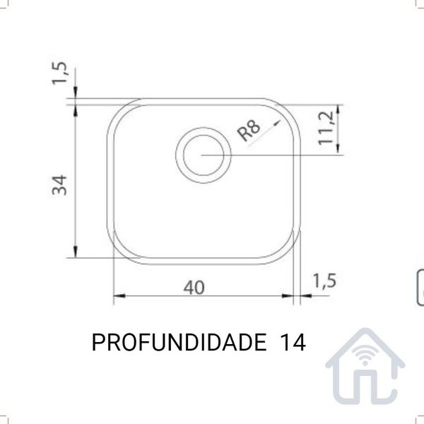 Imagem de Cuba Pia Inox Tramontina Perfecta 40x34x14 Polida Brilho Ref: 94050/407 C/ Sifão e Válvula