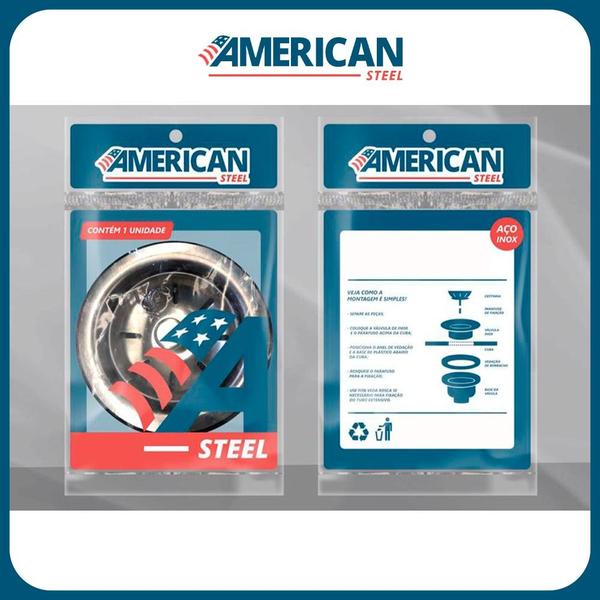 Cuba Pia Numero 1 Cozinha Inox American Steel 47x30x14 + Vávula e Sifão Imagem de Cuba Pia Numero 1 Cozinha Inox American Steel 47x30x14 + Vávula e Sifão