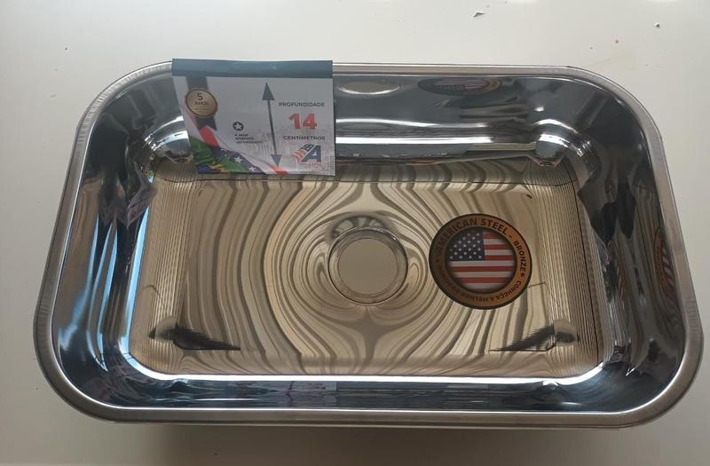 Cuba Pia Numero 1 Cozinha Inox American Steel 47x30x14 + Vávula e Sifão Imagem de Cuba Pia Numero 1 Cozinha Inox American Steel 47x30x14 + Vávula e Sifão