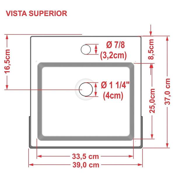 Imagem de Cuba Pia Semi Encaixe para Banheiro Quadrada Kuad 395 C08 Cinza - Mpozenato