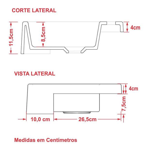 Imagem de Cuba Pia Semi Encaixe para Banheiro Retangular 54cm XRT C08 Preto - Mpozenato