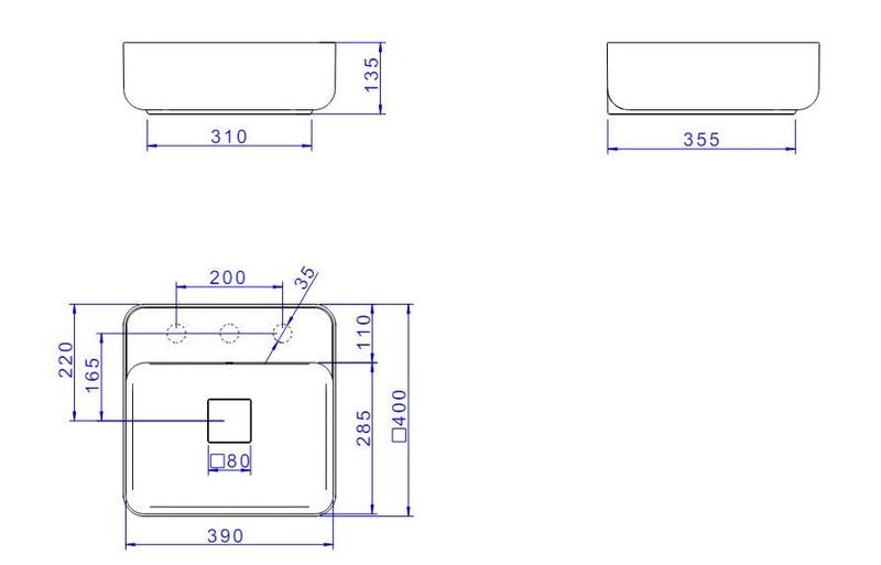 Imagem de Cuba Quadrada de Apoio 40cm com Deck Soft Antracite Slim Deca