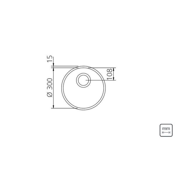 Imagem de Cuba redonda em aco inox polido 30cm com valvula 30 bl