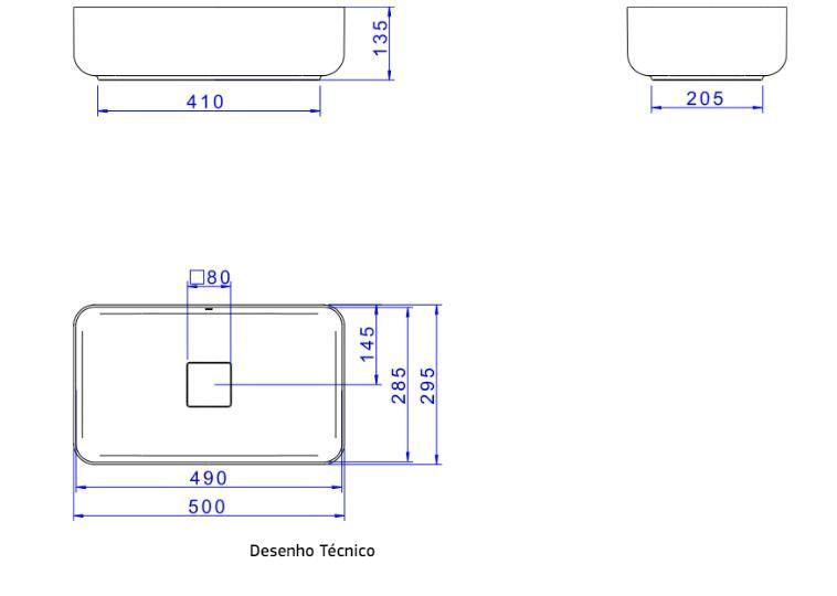 Imagem de Cuba Retangular de Apoio 50cm Marrom Fosco Slim Deca