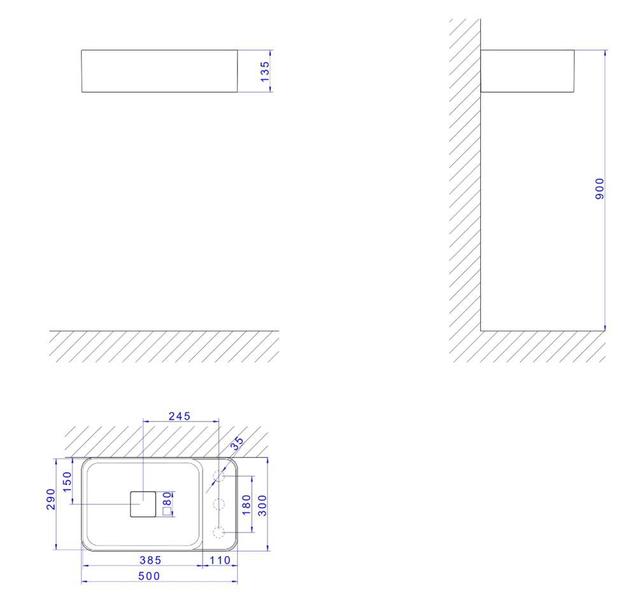 Imagem de Cuba retangular suspensa mesa direita 50cm deca slim branca l.43050.md.17