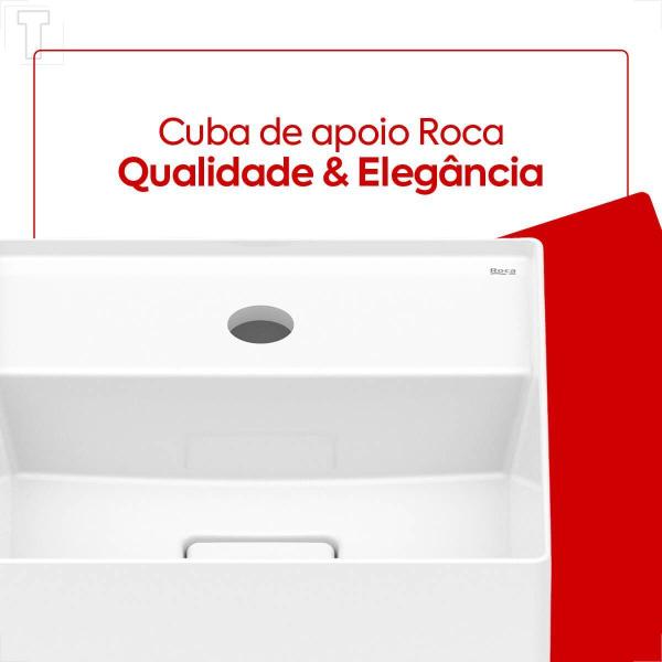 Imagem de Cuba roca apoio terra quadrada 30x30 com mesa t7 branco