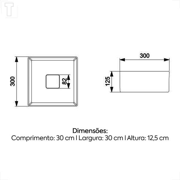 Imagem de Cuba roca apoio terra quadrada 30x30 sem mesa t3 matte black a32722n080