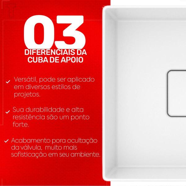 Imagem de Cuba roca apoio terra quadrada 40x40 sem mesa t5 branco