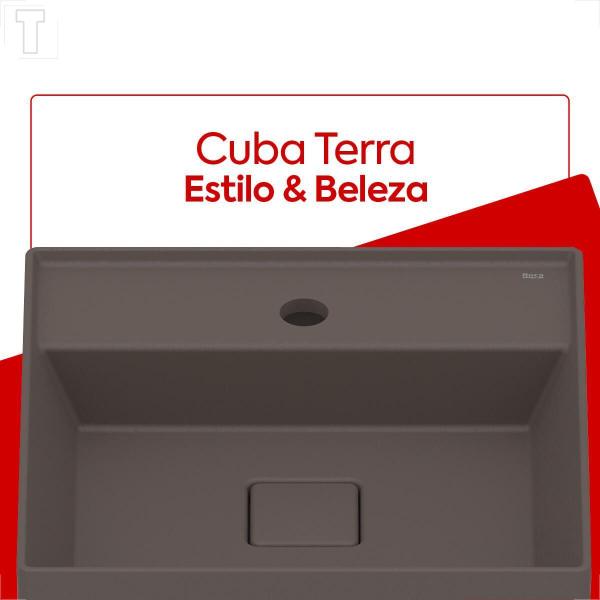 Imagem de Cuba roca terra quadrada 40x40 semi encaixe com mesa t10 cafe