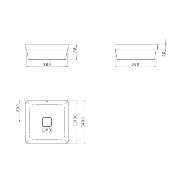 Imagem de Cuba Slim Branco Sobrepor Quadrada  40,0x40,0x13,5 Cm - Deca