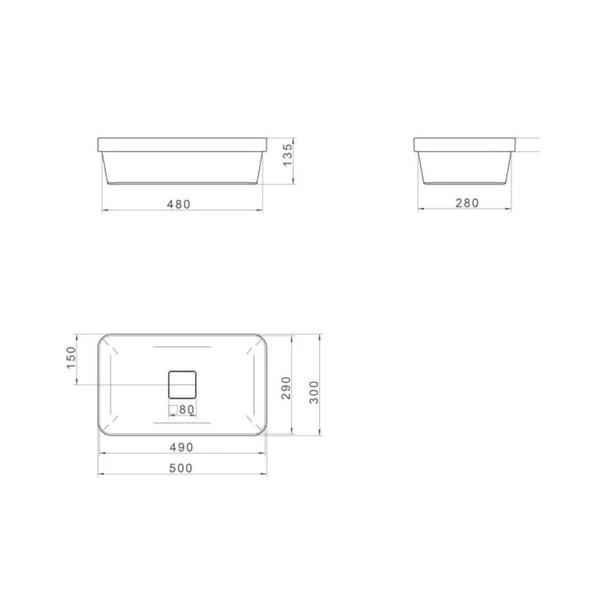 Imagem de Cuba Sobrepor Retangular Slim Barbante 30,0x50,0x13,5 Cm - Deca