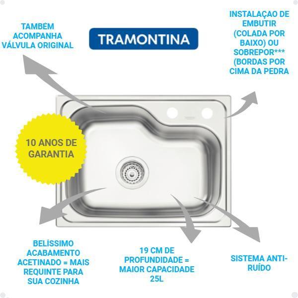 Imagem de Cuba Tramontina Morgana 48 FX AC + Dosador + Cesto Aramado