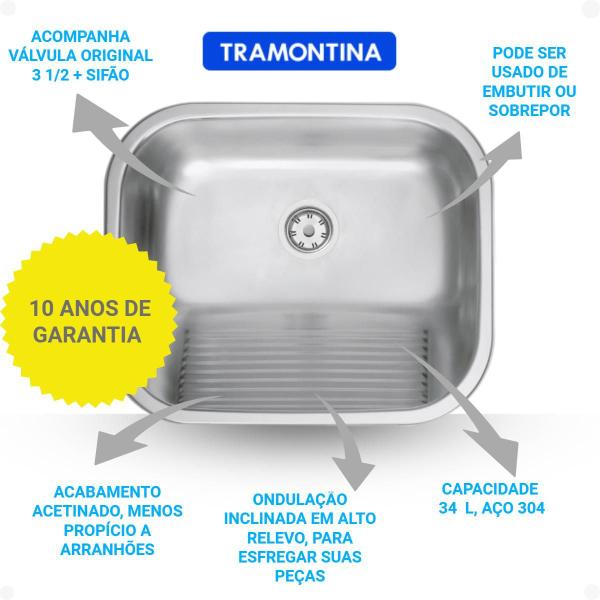 Cuba Tramontina Morgana 48 FX AC + Tanque 50X40 AC C/Sifão Imagem de Cuba Tramontina Morgana 48 FX AC + Tanque 50X40 AC C/Sifão