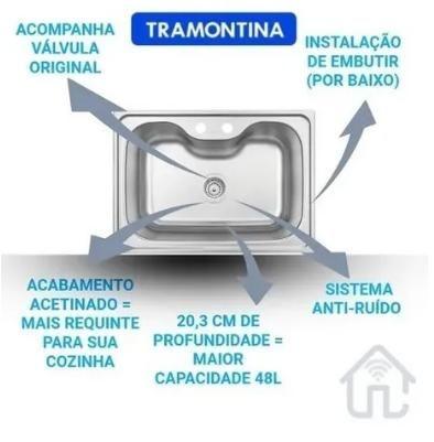 Imagem de Cuba Tramontina Morgana 60 FX AC + Tanque 50X40 AC C/Sifão