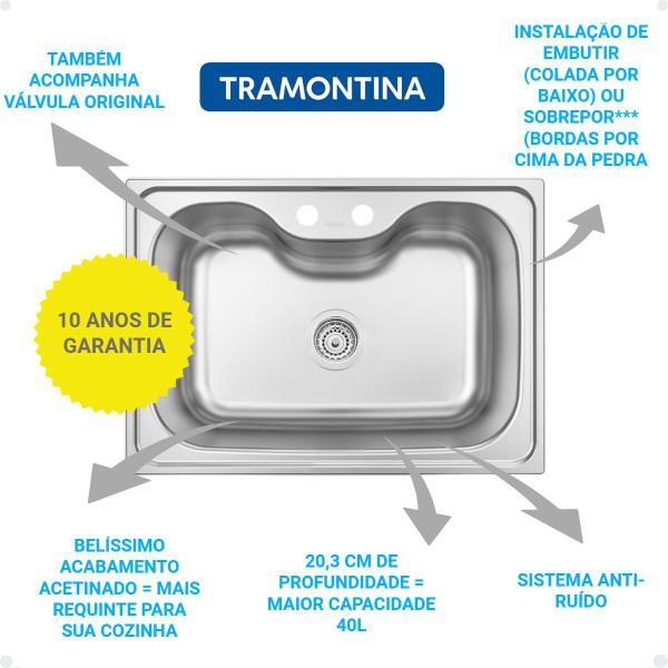 Imagem de Cuba Tramontina Morgana 60FX AC + Panela De Pressão 4,5L