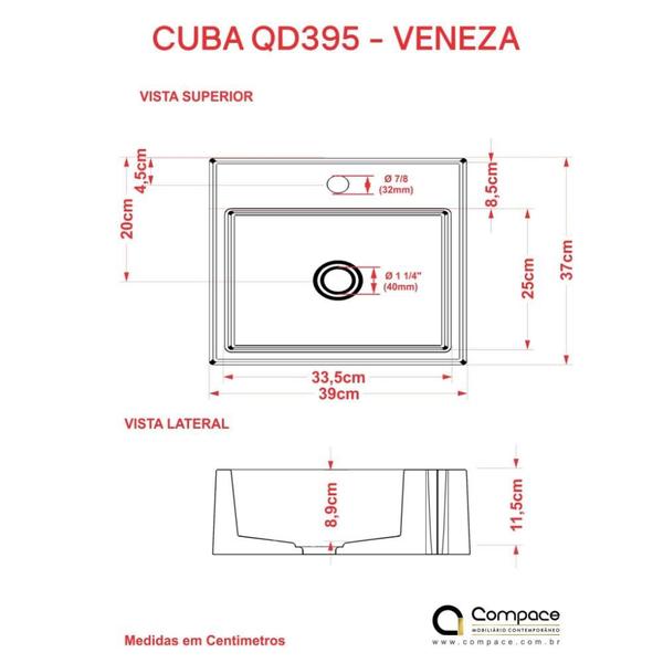 Imagem de Cuba Veneza Q395 C/Válvula 7/8"