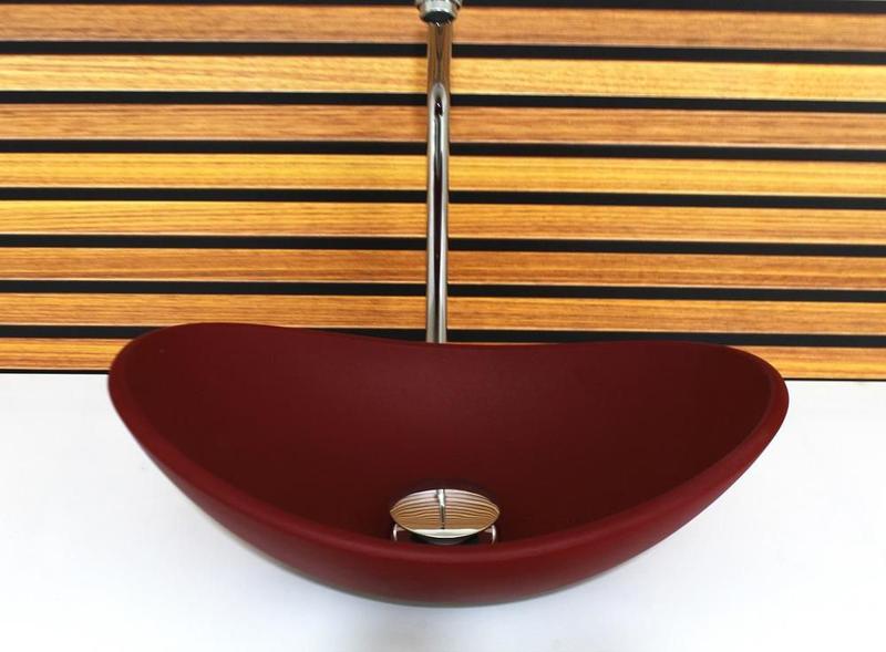 Cuba Vidro Oval 55cm Vermelho Fosco Moderna - Cubas E Gabinetes Imagem de Cuba Vidro Oval 55cm Vermelho Fosco Moderna