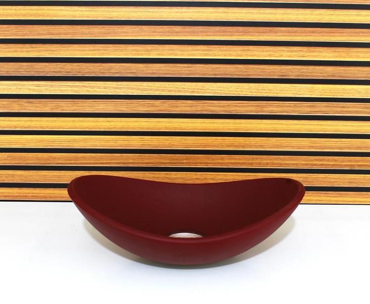 Cuba Vidro Oval 55cm Vermelho Fosco Moderna - Cubas E Gabinetes Imagem de Cuba Vidro Oval 55cm Vermelho Fosco Moderna