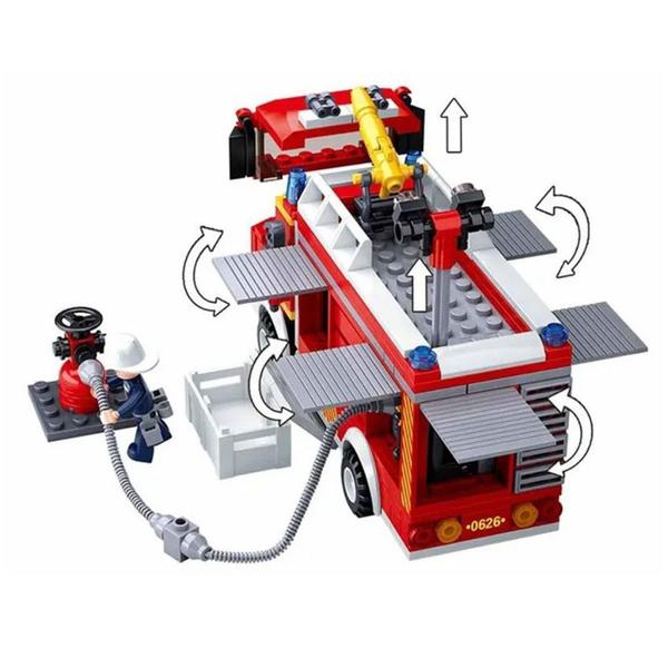 Imagem de Cubic Caminhão de Bombeiros com Hidrante 343 Peças +6 Anos - Blocos de Montar Compatível Lego